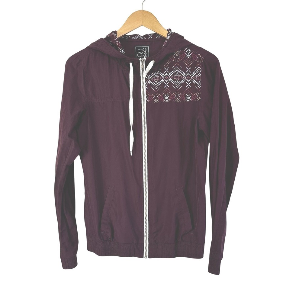 Empyre‎ Lightweight Hooded Windbreaker Jacket Women's Medium Dark Plum Full Zip